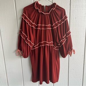 Hofmann Copenhagen Women’s Murielle Crepe Ruffle Dress In Burnt Henna Size 42